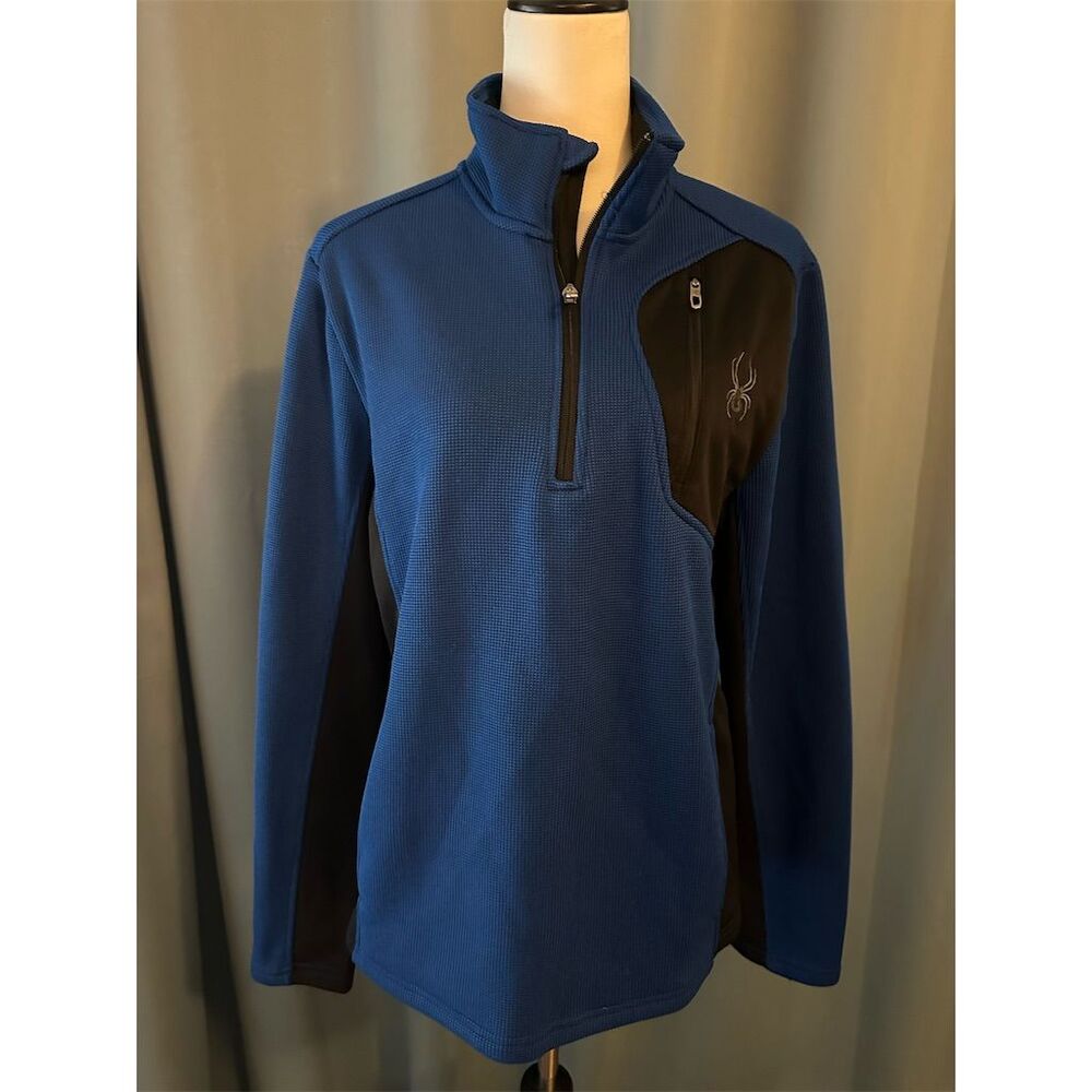 Spyder Men's Blue 1/4 Zip High Neck Pullover Jumper Size M